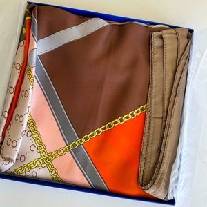 A-Caraciollo Napoli 100% silk chain print multicolored scarf made in Italy  NWT